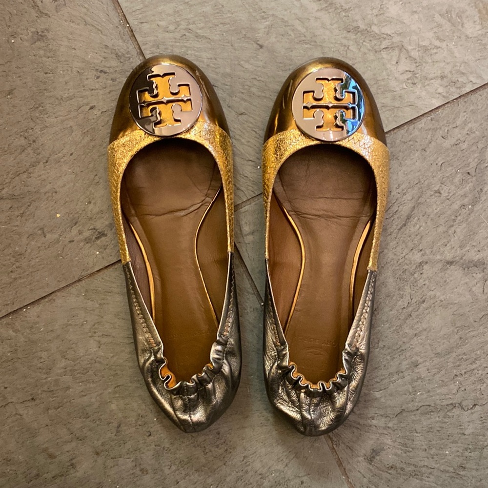 Tory Burch metallic flats- size 8 - worn a few times